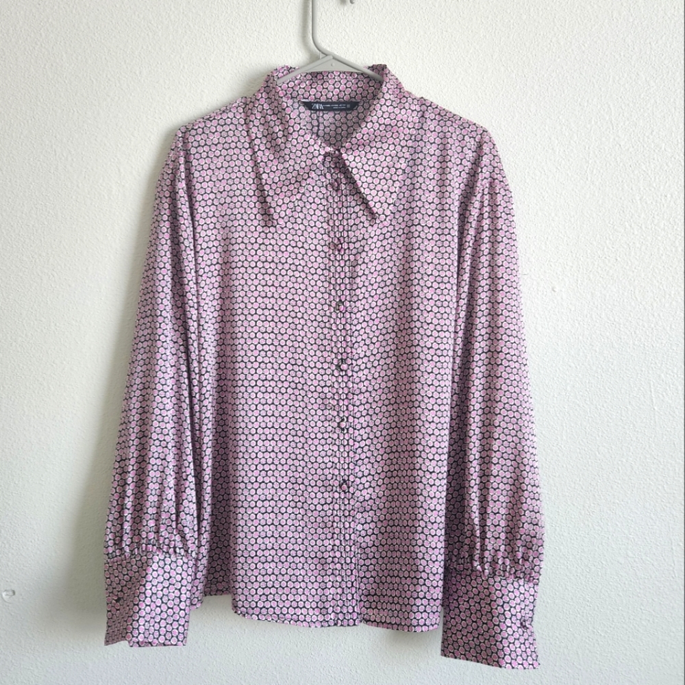 ZARA Floral Satin Shirt